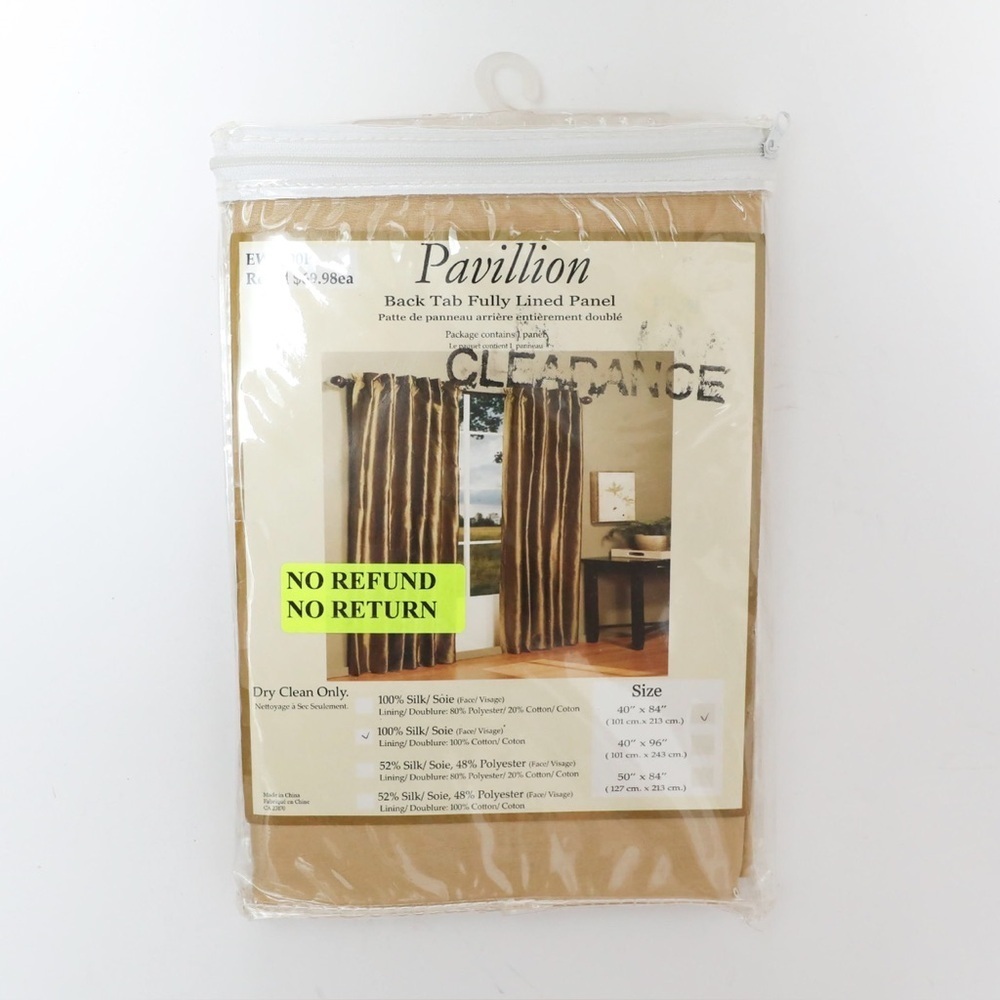 New Pavillion Lined Back Tab Window Panel Curtain Gold 40 x 84 in classic luxury